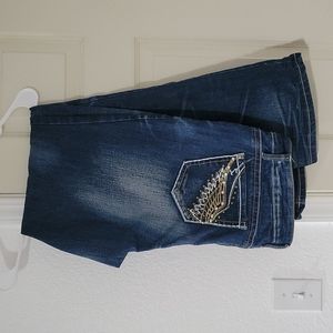 Love Nation 16 angel wings bring jeans faded distressed